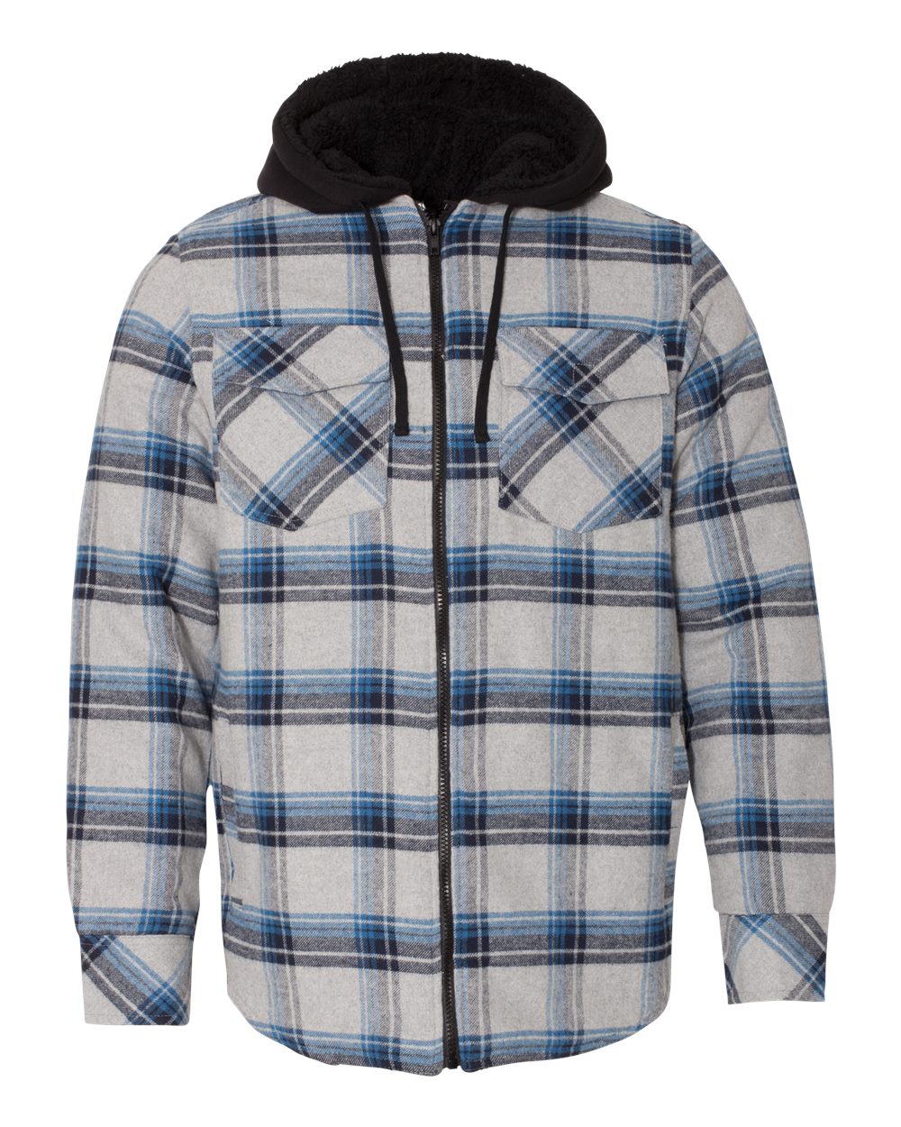 Burnside Men's Quilted Flannel Full-Zip Hooded Jacket, Style 8620